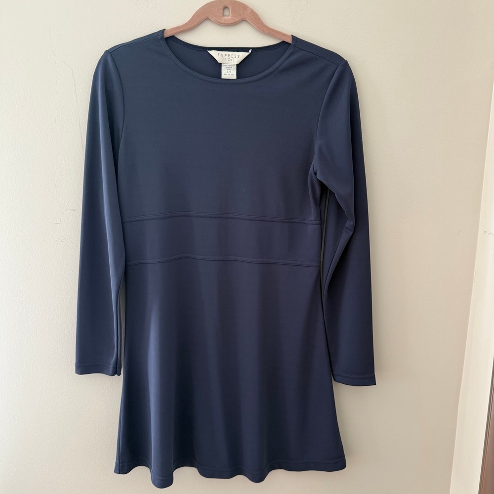 Express Tricot Navy Blue Long Sleeve Mini‎ Dress Casual Everyday